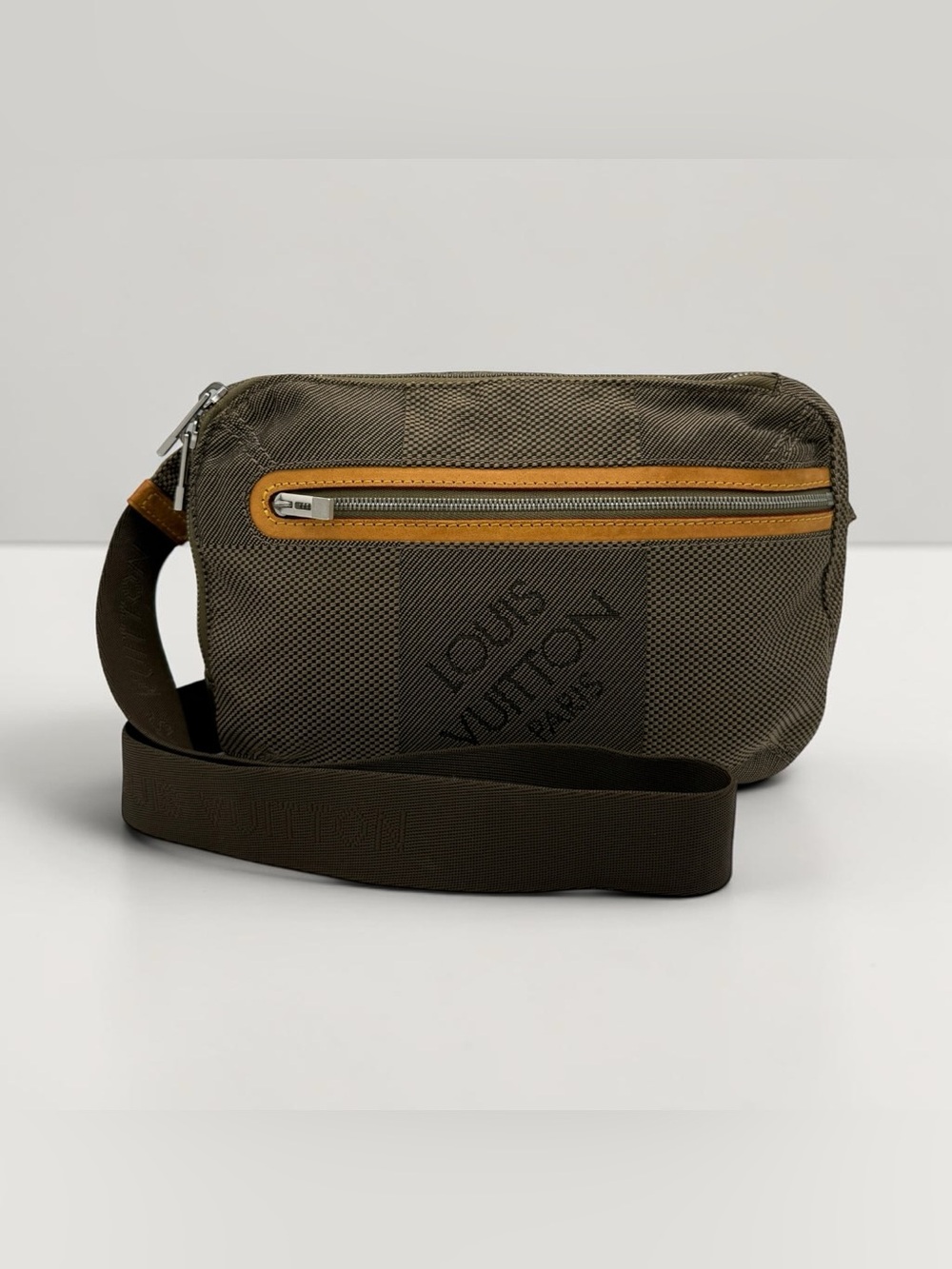 Louis Vuitton Olive Green Canvas and Tan Trim Belt Bag